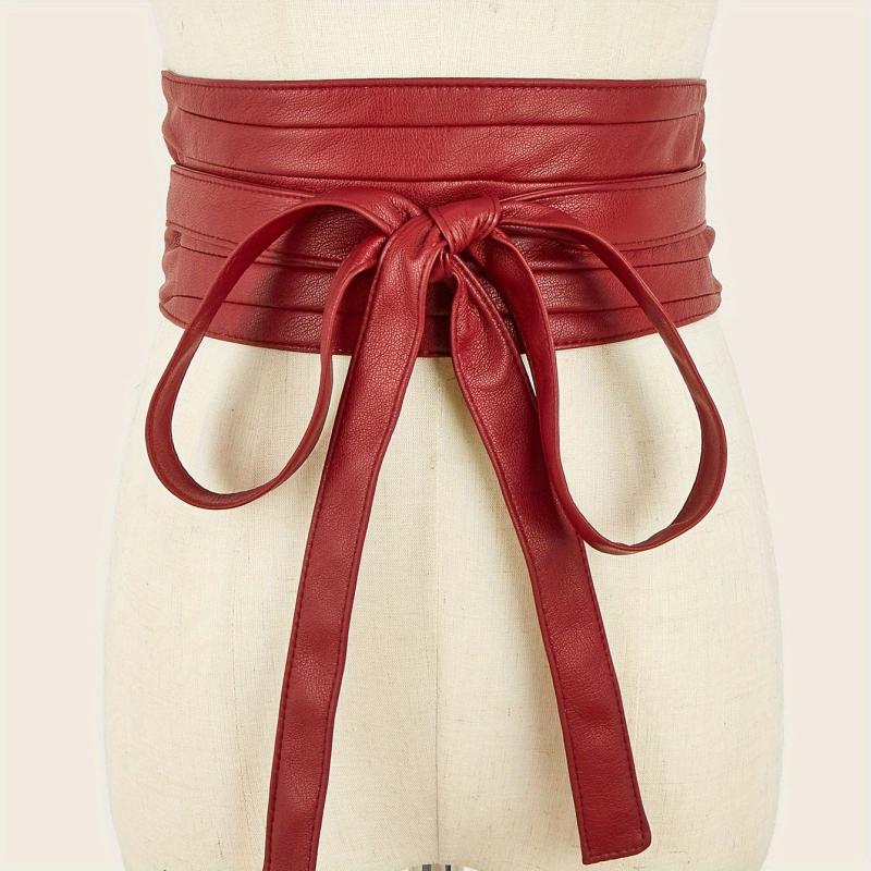 Womens PU Leather Corset Cinch Waistband Waspie Waist Belt Boho Style