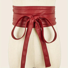 Womens PU Leather Corset Cinch Waistband Waspie Waist Belt Boho Style