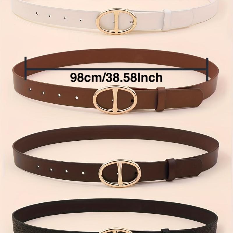 4pcs Double D Buckle Belt Casual Jeans Pants Belt for Women
