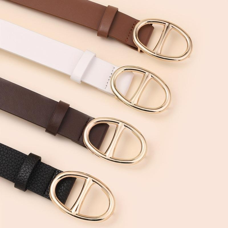 4pcs Double D Buckle Belt Casual Jeans Pants Belt for Women