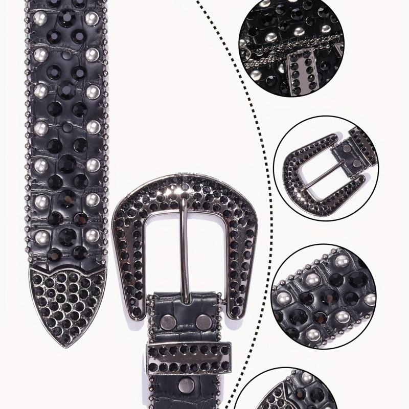 Rivet Rhinestone Belt Western Cowboy Cowgirl Y2K Hip Hop Jeans Pants Belt