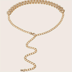 Geometric Metal Belly Chain Rhinestone Inlaid Decorative Belt Dress Girdle