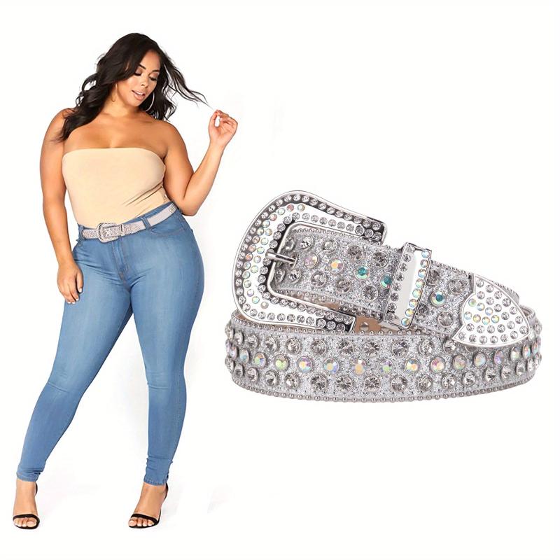 Silver Rhinestone Belt - Western Cowgirl Cowboy Bling Big Waistban