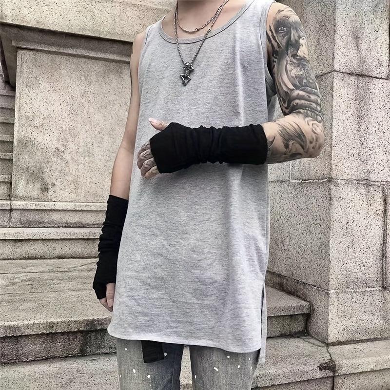 Summer Dark Half Sleeved Sunscreen Sleeve Ice Silk Finger Gloves