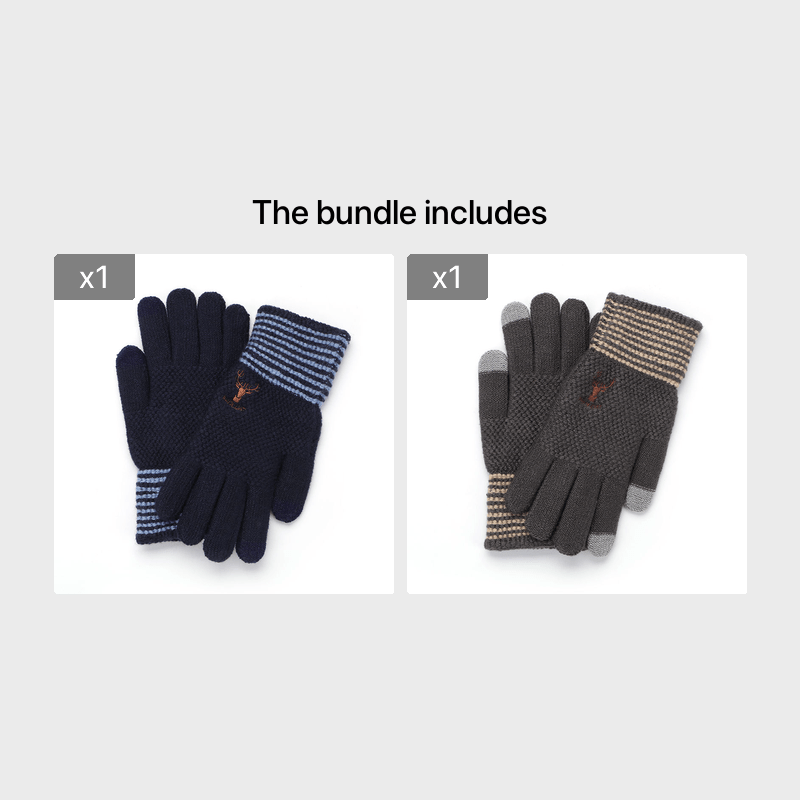 Men's Winter Gloves Plus Velvet Thickened Knitted Wool Warm Driving Glove