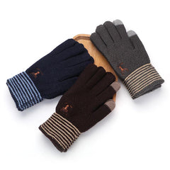 Men's Winter Gloves Plus Velvet Thickened Knitted Wool Warm Driving Glove