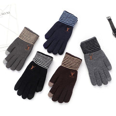 Men's Winter Gloves Plus Velvet Thickened Knitted Wool Warm Driving Glove