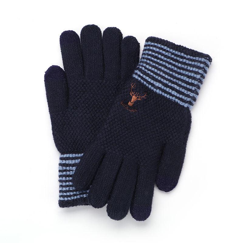 Men's Winter Gloves Plus Velvet Thickened Knitted Wool Warm Driving Glove