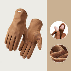 Winter Men's Suede Plush Fleece Gloves Touchscreen Non Slip