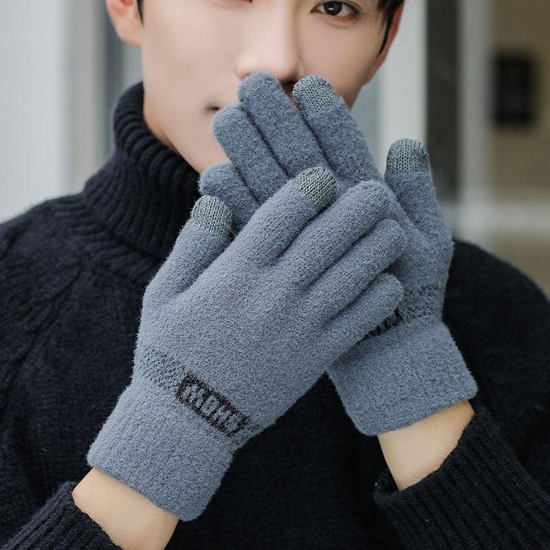Men's Winter Cycling Gloves Thick Windproof Thermal Knit