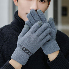Men's Winter Cycling Gloves Thick Windproof Thermal Knit