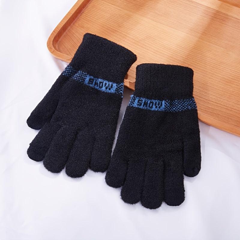 Men's Winter Cycling Gloves Thick Windproof Thermal Knit