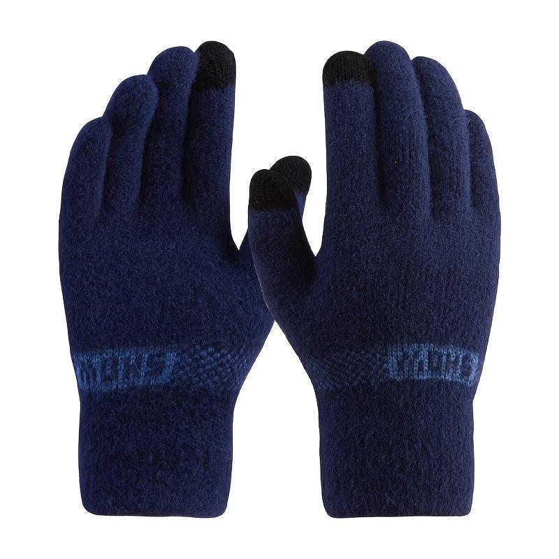 Men's Winter Cycling Gloves Thick Windproof Thermal Knit