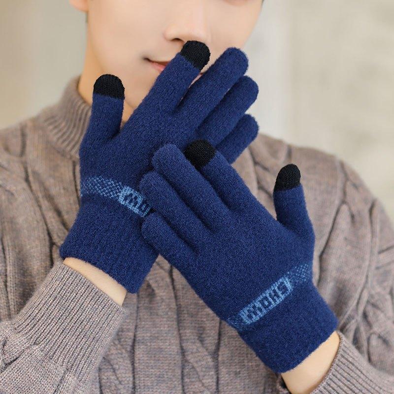 Men's Winter Cycling Gloves Thick Windproof Thermal Knit