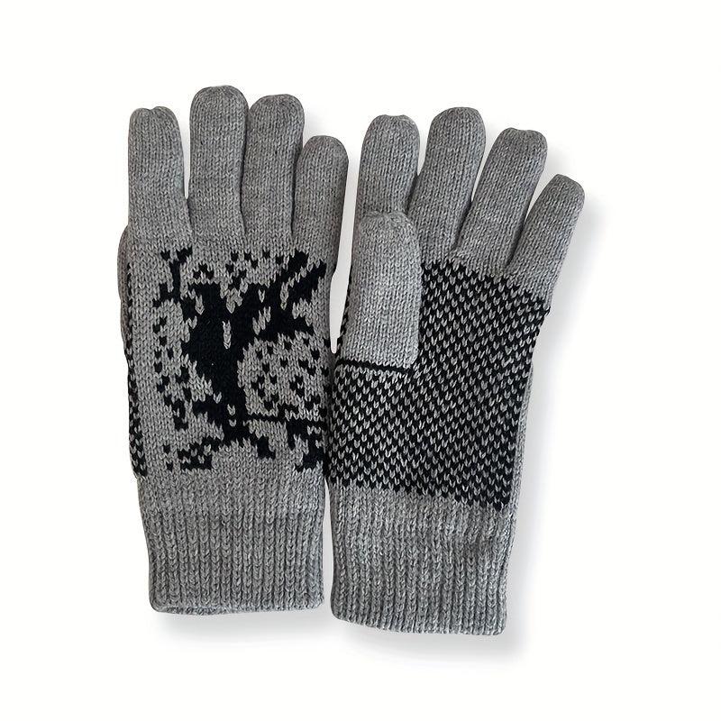 Men's Winter Knitted Gloves Full Finger Warm Outdoor Sports Gloves