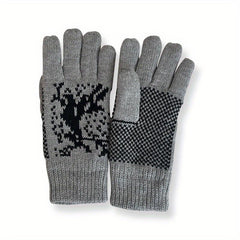 Men's Winter Knitted Gloves Full Finger Warm Outdoor Sports Gloves