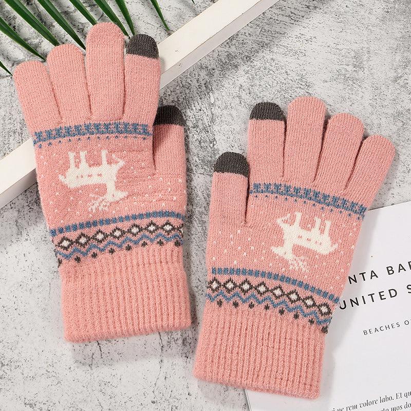 Christmas Couple Elk Gloves Unisex Touchscreen Thickened Warm Gloves