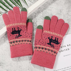 Christmas Couple Elk Gloves Unisex Touchscreen Thickened Warm Gloves