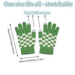 Chessboard Plush Gloves Touch Screen Thickened Warm Gloves