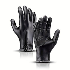Winter Thermal PU Leather Touch Screen Waterproof Gloves for Cycling Ski