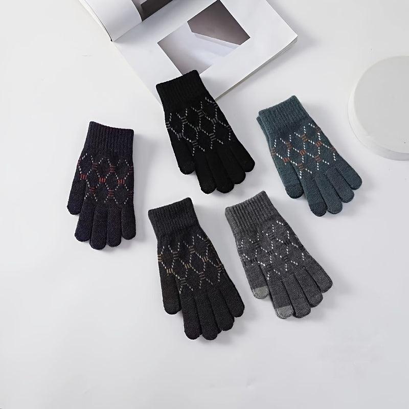 Men's Wool Touch Screen Gloves Cold Proof Warm Thickened