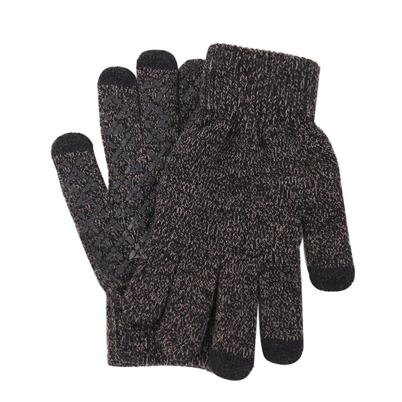 Men's Warm Knitted Gloves Velvet Non-slip Touch Screen Gloves