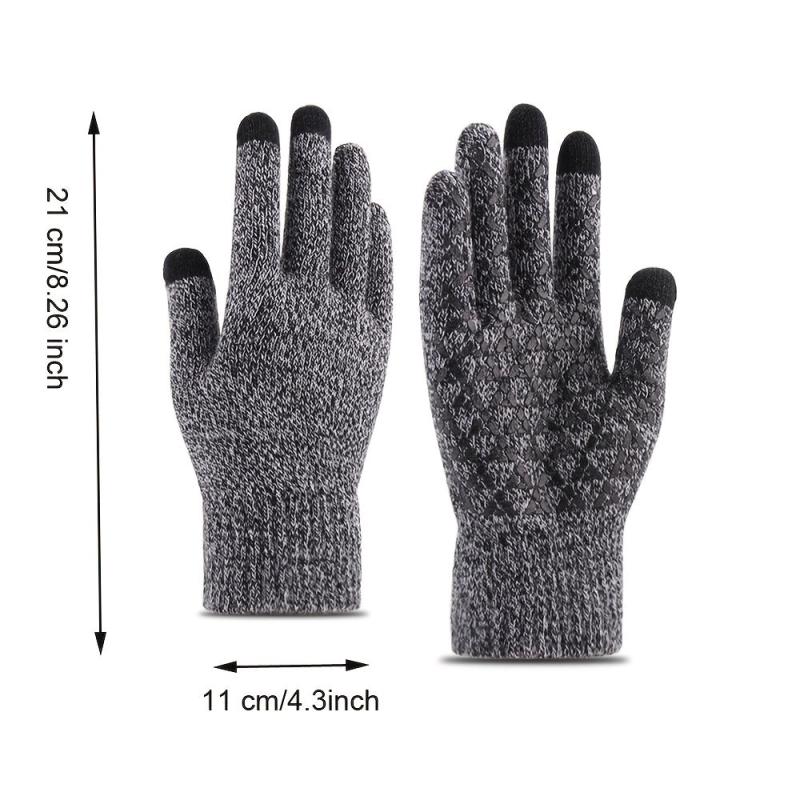 Men's Warm Knitted Gloves Velvet Non-slip Touch Screen Gloves