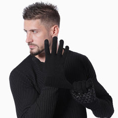 Men's Warm Knitted Gloves Velvet Non-slip Touch Screen Gloves
