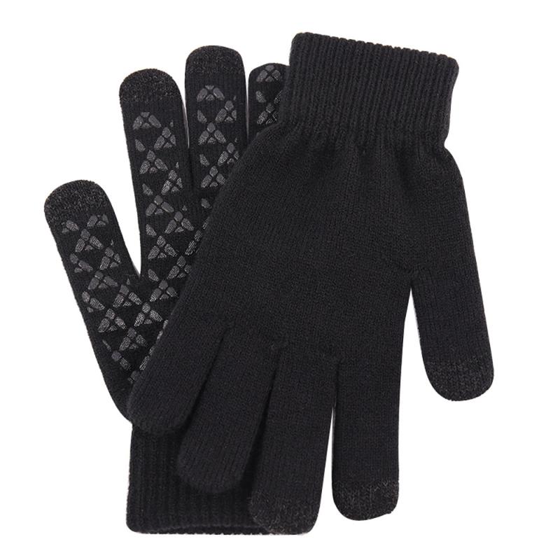 Men's Warm Knitted Gloves Velvet Non-slip Touch Screen Gloves