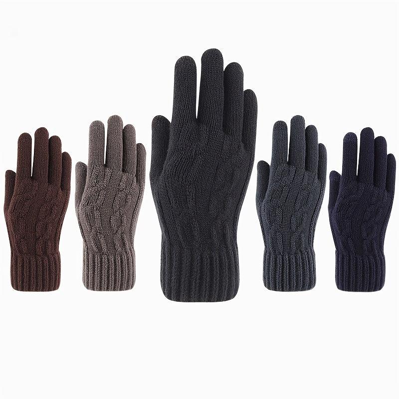 Men's Touch Screen Jacquard Gloves Plus Velvet Warm Outdoor Cycling Driving