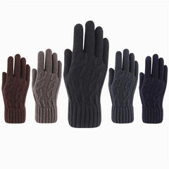 Men's Touch Screen Jacquard Gloves Plus Velvet Warm Outdoor Cycling Driving