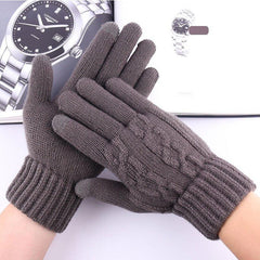Men's Touch Screen Jacquard Gloves Plus Velvet Warm Outdoor Cycling Driving