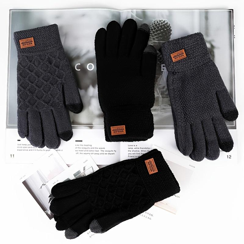 Men's Wool Gloves Touch Screen Knit Lining