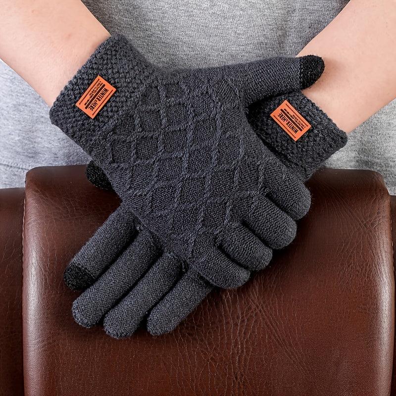 Men's Wool Gloves Touch Screen Knit Lining