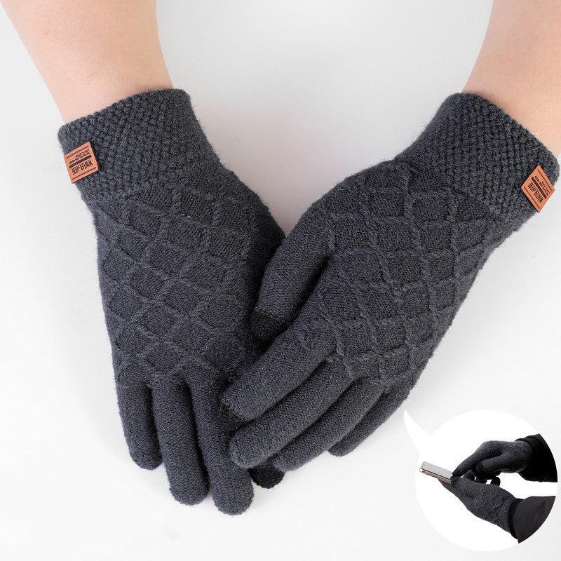 Men's Wool Gloves Touch Screen Knit Lining