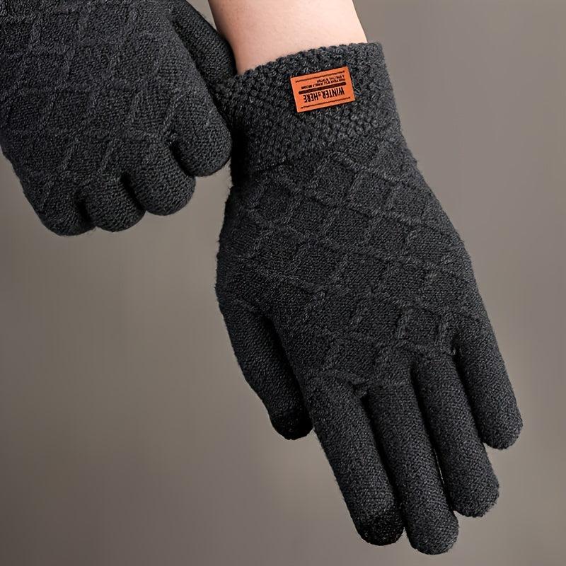 Men's Wool Gloves Touch Screen Knit Lining