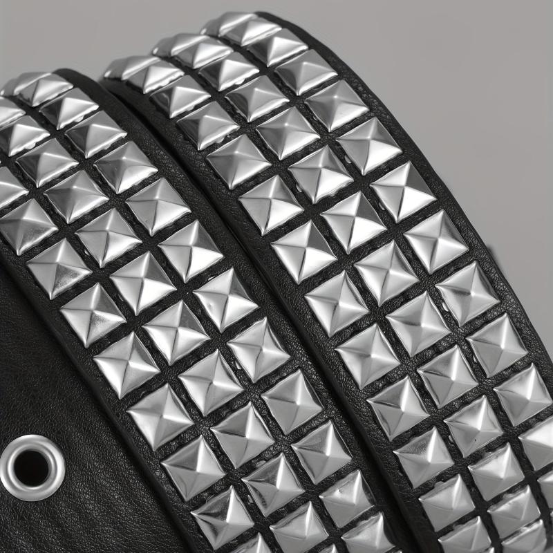 Men's Pin Buckle Belt Punk PU Leather Belt Studded Belt