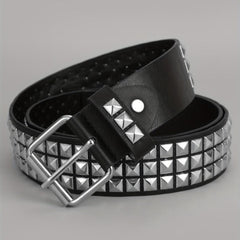 Men's Pin Buckle Belt Punk PU Leather Belt Studded Belt