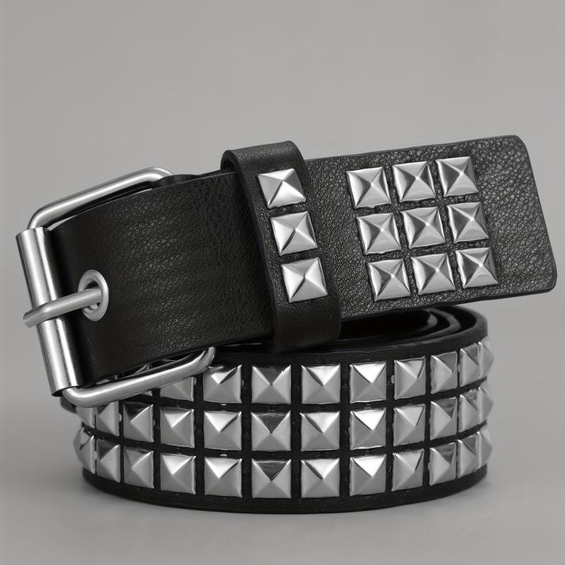 Men's Pin Buckle Belt Punk PU Leather Belt Studded Belt