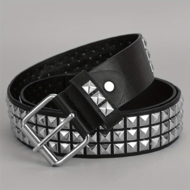 Men's Pin Buckle Belt Punk PU Leather Belt Studded Belt