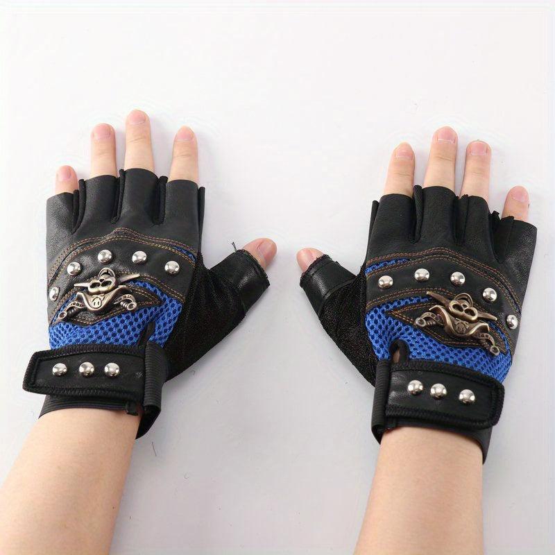 Men's Half Finger Riding Gloves, Anti-Skid & Breathable for Motorcycle, Bicycle