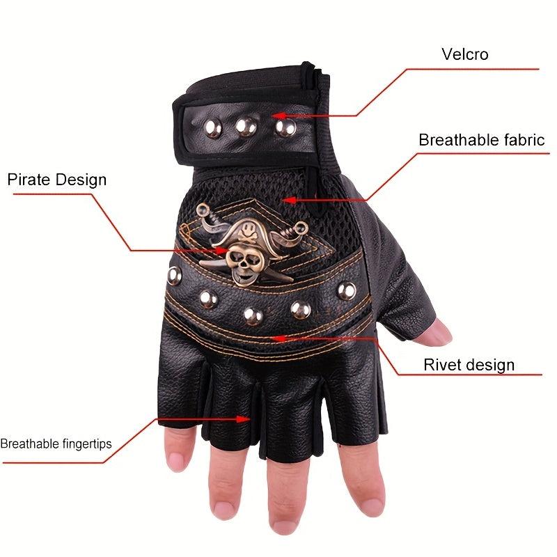 Men's Half Finger Riding Gloves, Anti-Skid & Breathable for Motorcycle, Bicycle