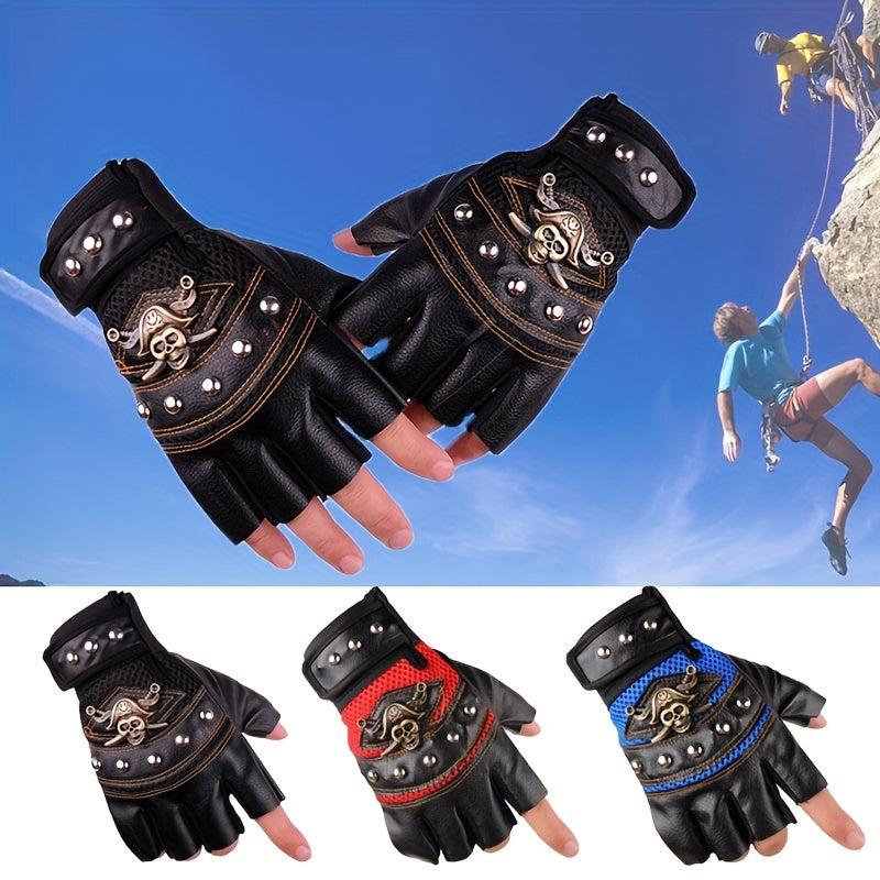 Men's Half Finger Riding Gloves, Anti-Skid & Breathable for Motorcycle, Bicycle