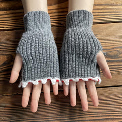 1pair Shark Gloves Funny Cartoon Wool Winter Warm Half Finger Gloves
