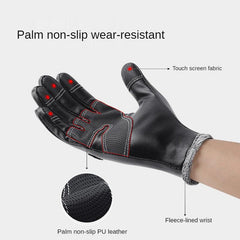 Warm Thermal Fleece Leather Gloves Windproof Waterproof Ski Snow Touch Gloves