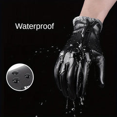 Warm Thermal Fleece Leather Gloves Windproof Waterproof Ski Snow Touch Gloves