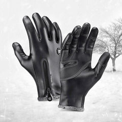 Warm Thermal Fleece Leather Gloves Windproof Waterproof Ski Snow Touch Gloves