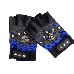 PU Leather Skull Punk Driving Motorcycle Biker Fingerless Gloves