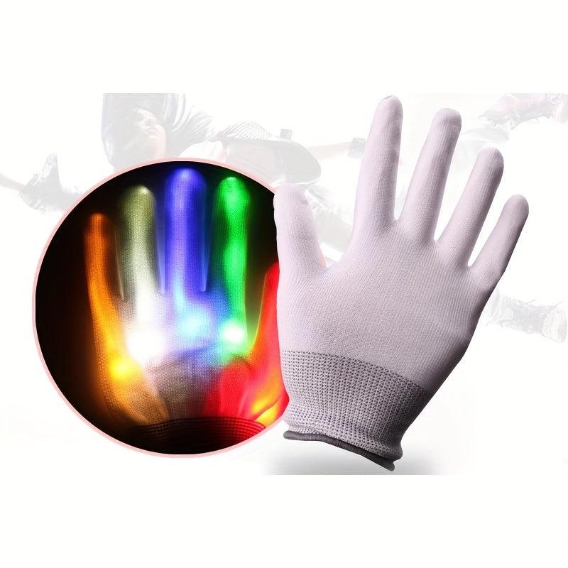 LED Flashing Finger Gloves Hand Bone Luminous Gloves Punk Halloween