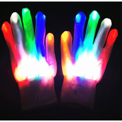 LED Flashing Finger Gloves Hand Bone Luminous Gloves Punk Halloween